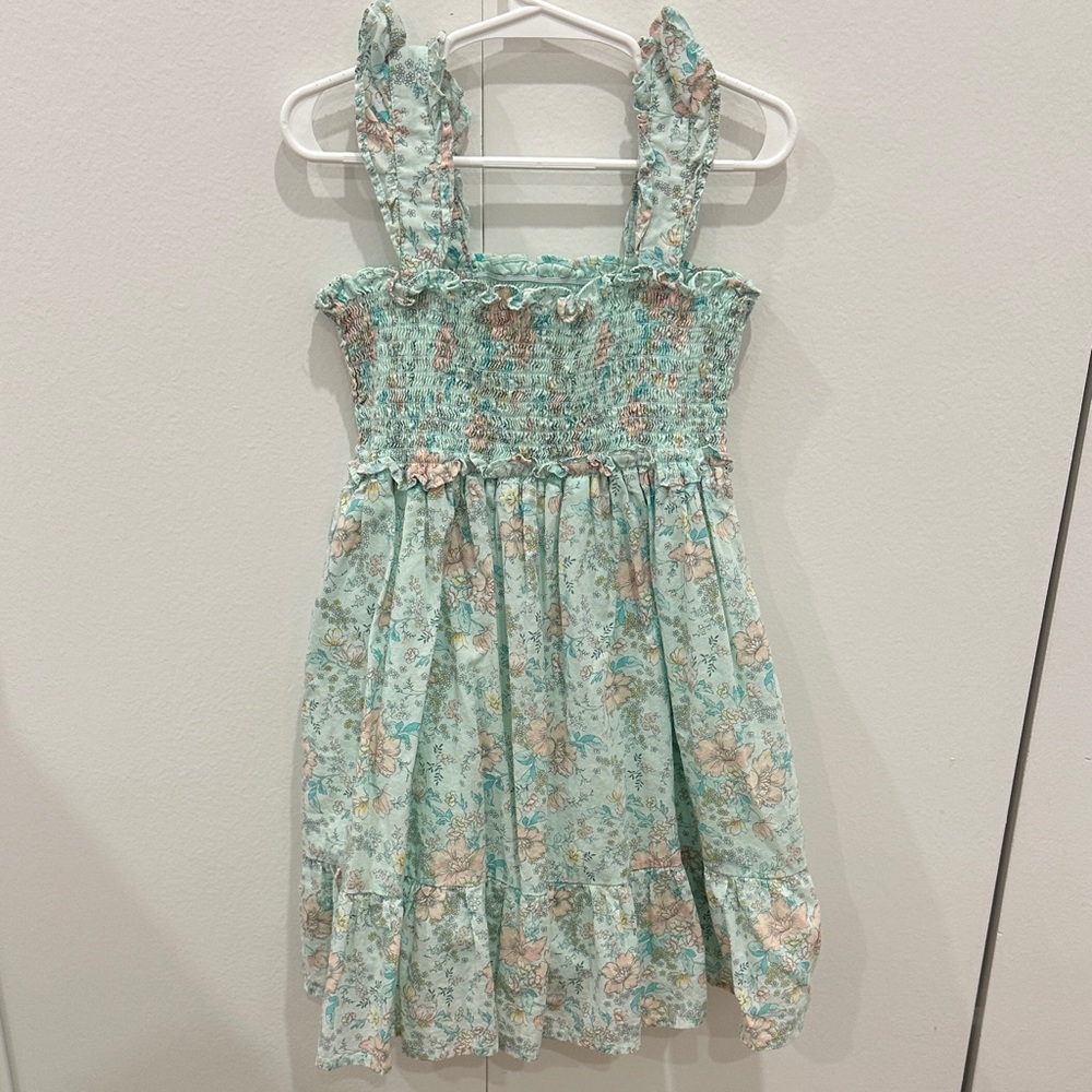 Janie and Jack Floral Dress in Light Blue and Peach
